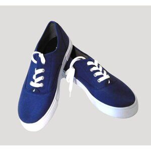 Nautica Deckloom Oxford Canvas Shoes Mens Size 10 Navy Blue Lace-Up Casual